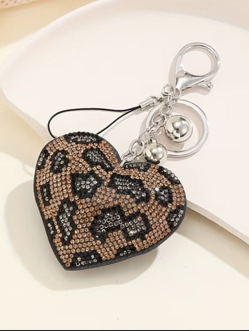 Heart Leopard Print Keychain Charm /bag Charm